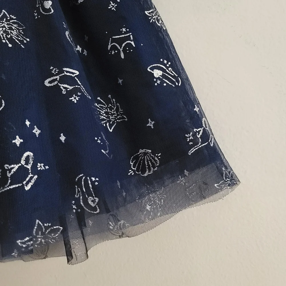 Disney Limited Edition 8 Navy Blue Tulle Sparkle Princess Pull-On Elastic Skirt‎
